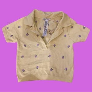 Pastel yellow Zara shirt crop top